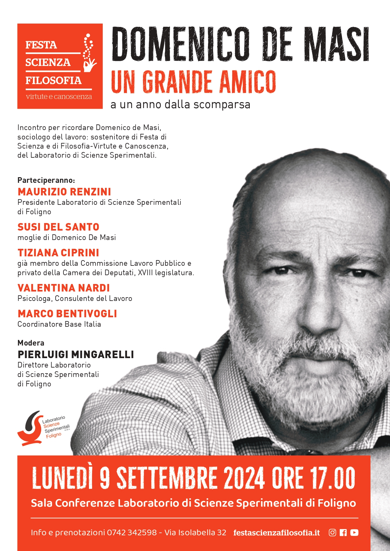 Conferenza dedicata al sociologo del lavoro Domenico De Masi